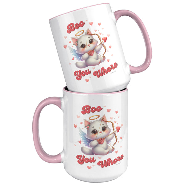 Boo You Whore Mug, Offensive Anti Valentines Day Gift, Sarcastic Valentine Gifts, Funny Kitten Mug