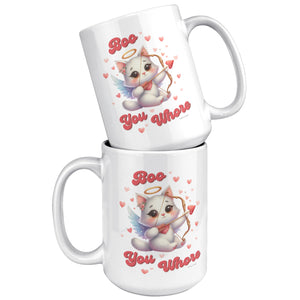 Boo You Whore Mug, Offensive Anti Valentines Day Gift, Sarcastic Valentine Gifts, Funny Kitten Mug