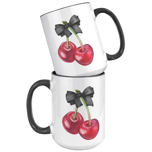 Dark Coquette Mug, Cherry Mug, Bow Mug, Coquette Aesthetic, Coquette Accessories, Coquette Decor