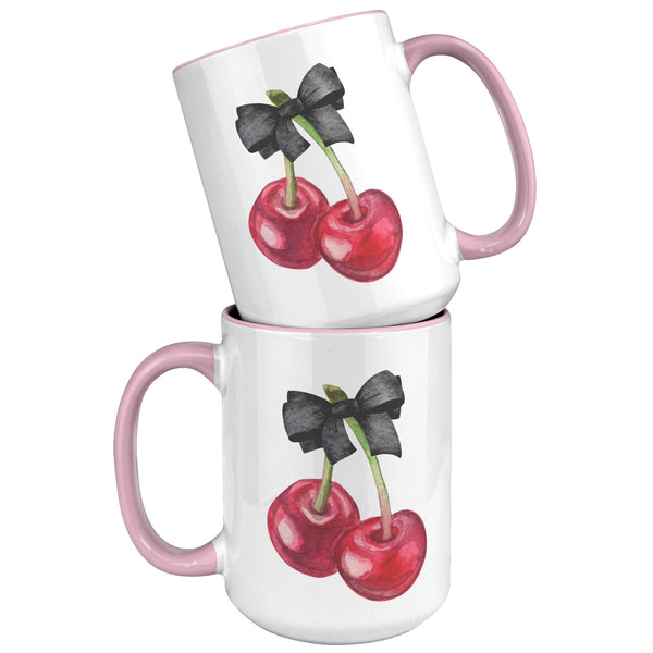 Dark Coquette Mug, Cherry Mug, Bow Mug, Coquette Aesthetic, Coquette Accessories, Coquette Decor