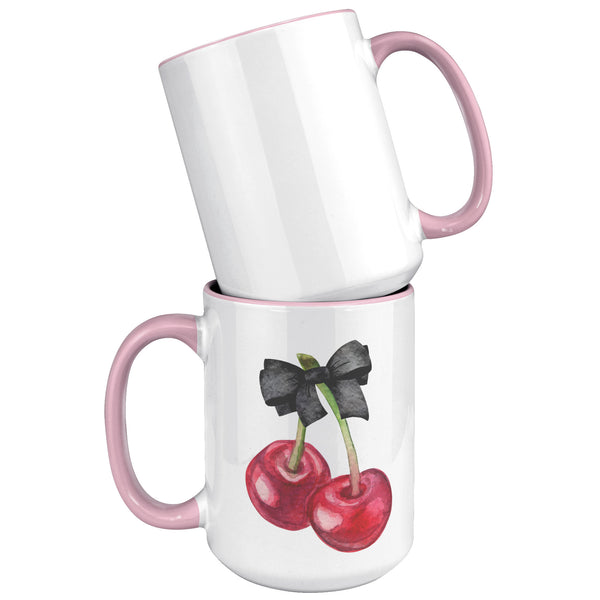 Dark Coquette Mug, Cherry Mug, Bow Mug, Coquette Aesthetic, Coquette Accessories, Coquette Decor