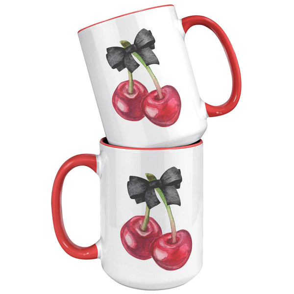 Dark Coquette Mug, Cherry Mug, Bow Mug, Coquette Aesthetic, Coquette Accessories, Coquette Decor