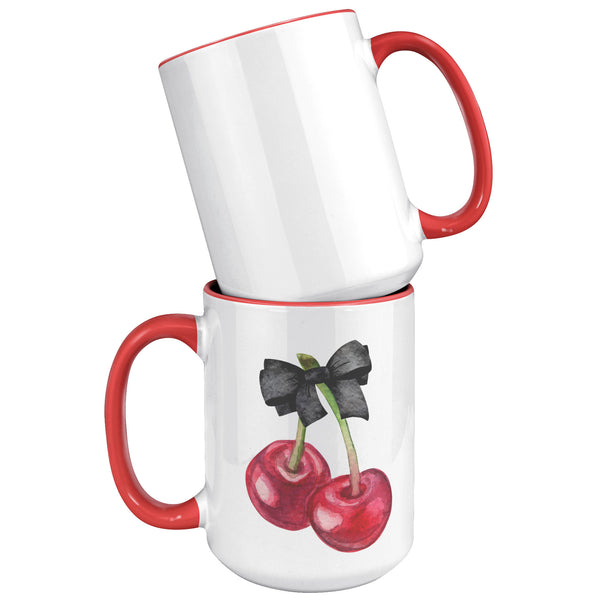 Dark Coquette Mug, Cherry Mug, Bow Mug, Coquette Aesthetic, Coquette Accessories, Coquette Decor