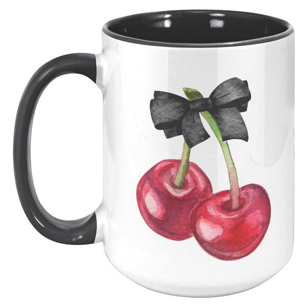 Dark Coquette Mug, Cherry Mug, Bow Mug, Coquette Aesthetic, Coquette Accessories, Coquette Decor