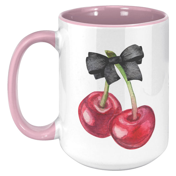 Dark Coquette Mug, Cherry Mug, Bow Mug, Coquette Aesthetic, Coquette Accessories, Coquette Decor