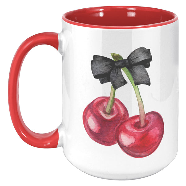 Dark Coquette Mug, Cherry Mug, Bow Mug, Coquette Aesthetic, Coquette Accessories, Coquette Decor