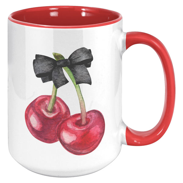 Dark Coquette Mug, Cherry Mug, Bow Mug, Coquette Aesthetic, Coquette Accessories, Coquette Decor