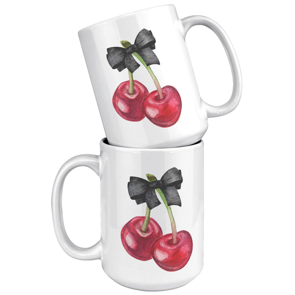 Dark Coquette Mug, Cherry Mug, Bow Mug, Coquette Aesthetic, Coquette Accessories, Coquette Decor
