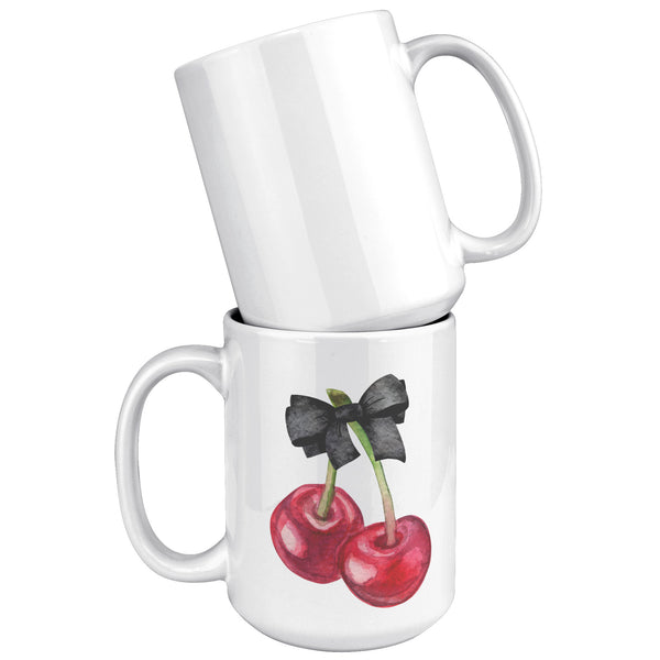 Dark Coquette Mug, Cherry Mug, Bow Mug, Coquette Aesthetic, Coquette Accessories, Coquette Decor