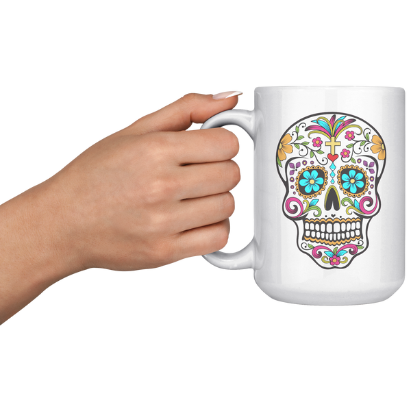 Day_of_the_Dead_Mug_Colorful_Sugar_Skull_15oz_White_LH_Model_Mockup.png
