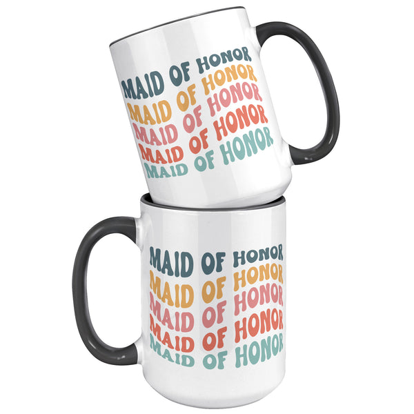 Maid of Honor Mug, MOH Mug, Bridesmaid Mug, Groovy Bachelorette, Groovy Bridesmaid, Retro Bridesmaid Mug, Bridal Party Mugs, Wedding Day