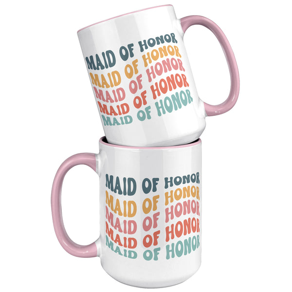 Maid of Honor Mug, MOH Mug, Bridesmaid Mug, Groovy Bachelorette, Groovy Bridesmaid, Retro Bridesmaid Mug, Bridal Party Mugs, Wedding Day