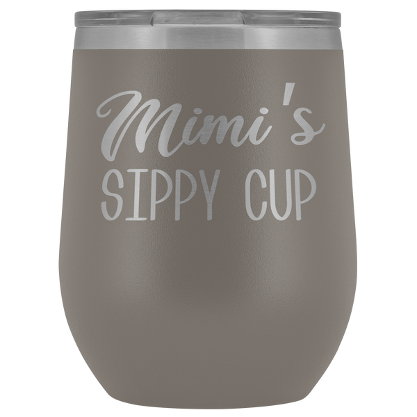 Mimi's Sippy Cup Mimi Wine Tumbler Gifts for Mimis Funny Stemless Stainless Steel Insulated Tumblers Hot Cold BPA Free 12oz Travel Cup