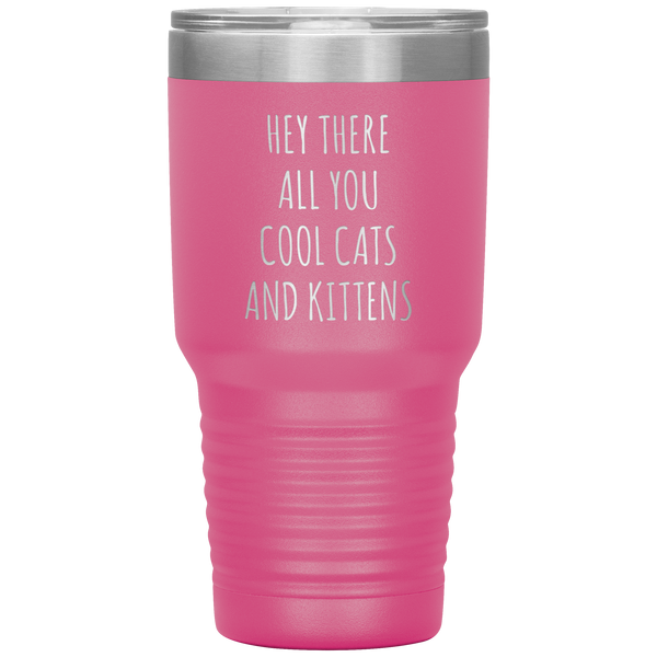 Hey There All You Cool Cats and Kittens Mug Funny Tumbler Insulated Travel Coffee Cup 30oz BPA Free