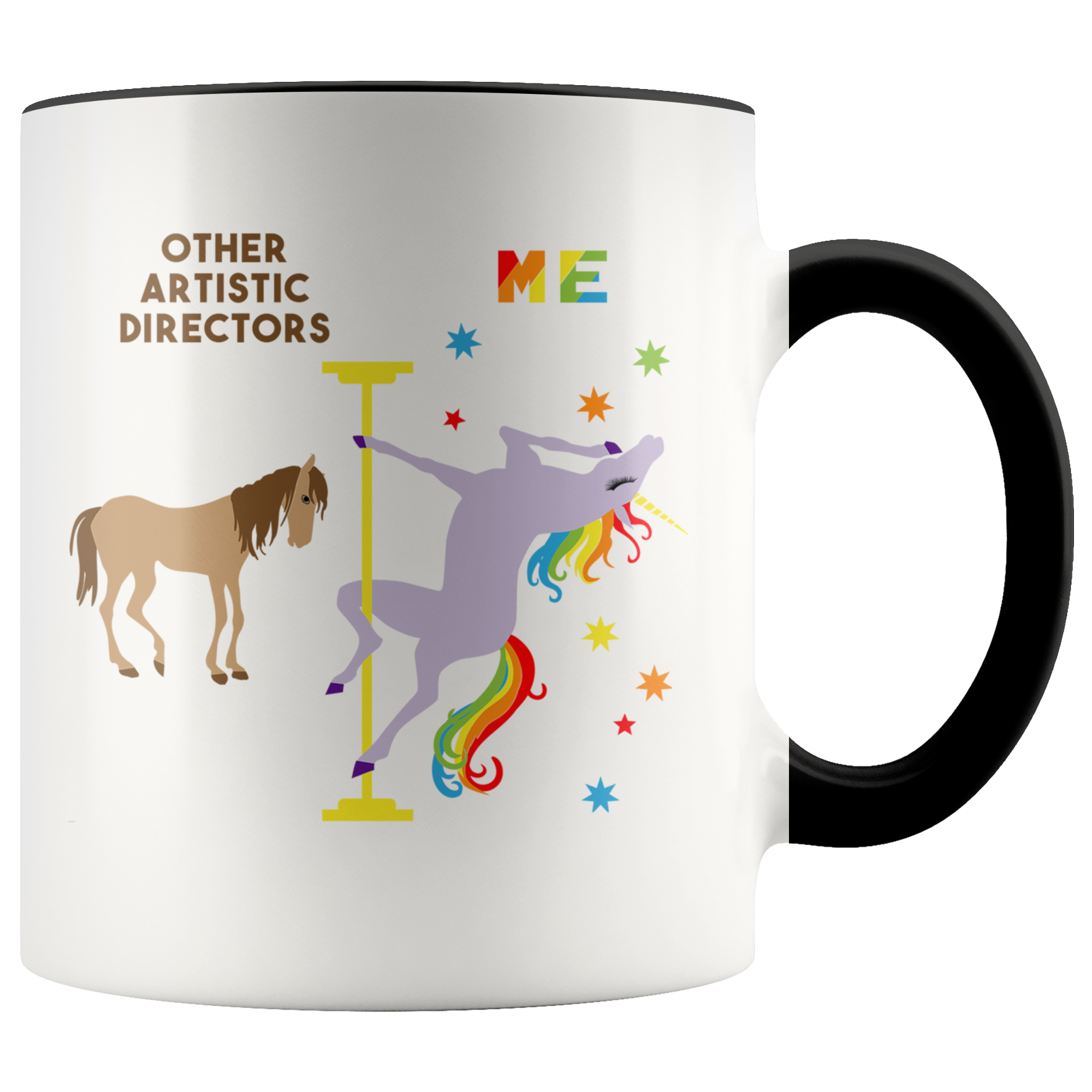 Funny Artistic Director Gift Artistic Directors Mug Coffee Cup Rainbow Pole Dancing Unicorn