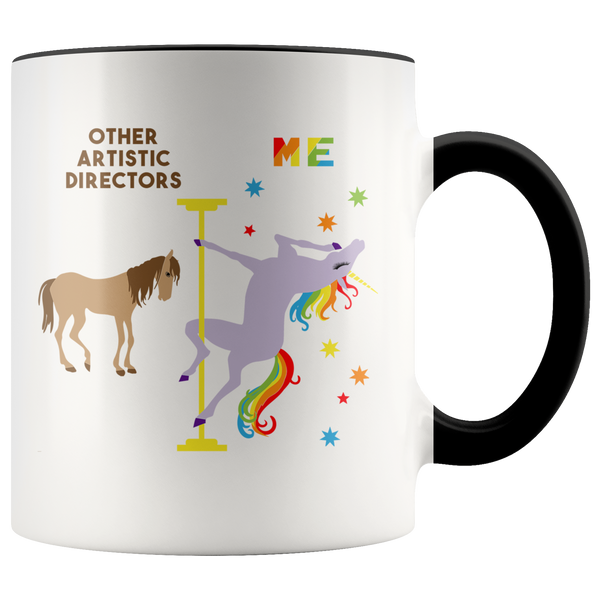 Funny Artistic Director Gift Artistic Directors Mug Coffee Cup Rainbow Pole Dancing Unicorn