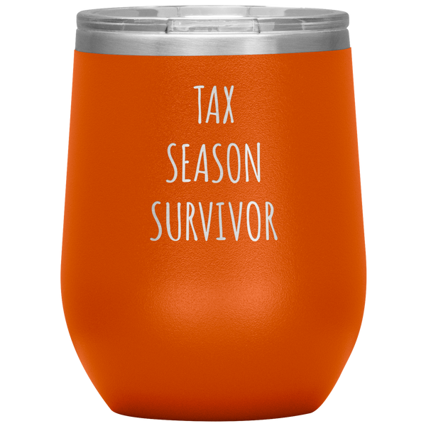 Tax Season Survivor Accountant Tax Preparer Taxes Accounting Stemless Insulated Wine Tumbler BPA Free 12oz