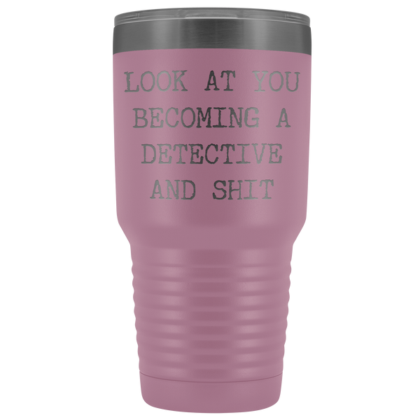 Police Detective Promotion Gifts Look at You Becoming a Detective Funny Tumbler Metal Mug Insulated Hot/Cold Travel Cup 30oz BPA Free