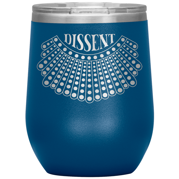 I Dissent Lace Collar Ruth Bader Ginsburg Notorious RBG Feminist Gifts Stemless Stainless Steel Insulated Wine Tumbler BPA Free 12oz