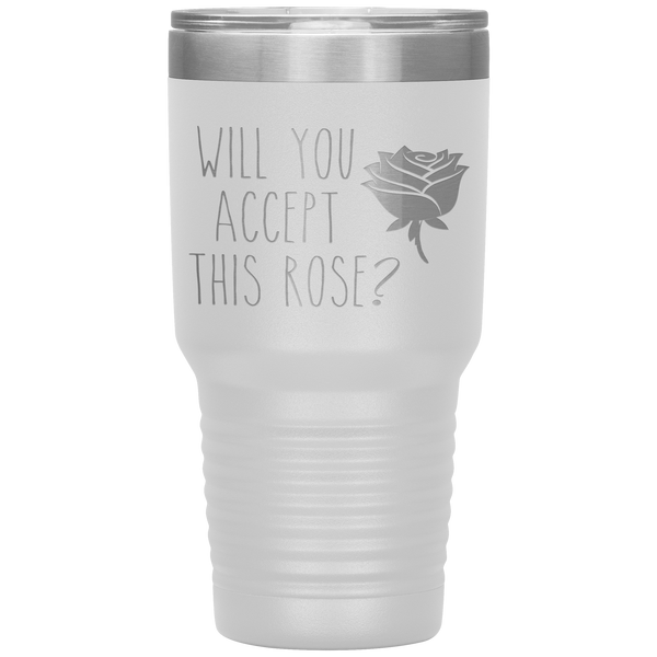 Will You Accept This Rose Tumbler Romantic Gift Travel Coffee Cup 30oz BPA Free