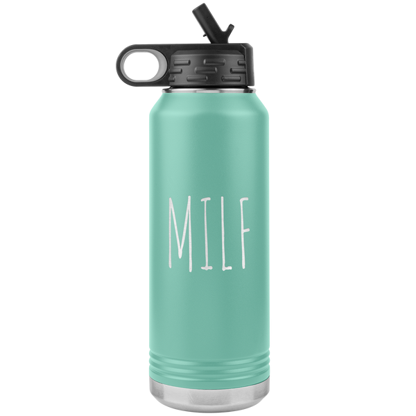 MILF Water Bottle Push Present For New Mom Funny Mother's Day Gift Baby Shower Future Mom Pregnant Congratulations 32oz BPA Free