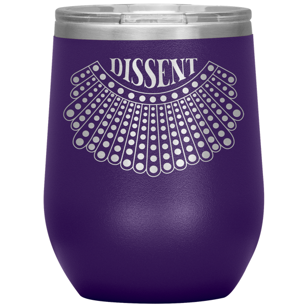 I Dissent Lace Collar Ruth Bader Ginsburg Notorious RBG Feminist Gifts Stemless Stainless Steel Insulated Wine Tumbler BPA Free 12oz