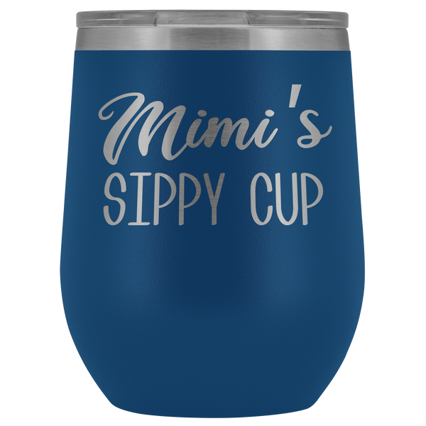 Mimi's Sippy Cup Mimi Wine Tumbler Gifts for Mimis Funny Stemless Stainless Steel Insulated Tumblers Hot Cold BPA Free 12oz Travel Cup