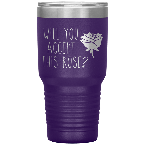 Will You Accept This Rose Tumbler Romantic Gift Travel Coffee Cup 30oz BPA Free