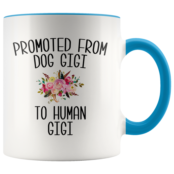 Promoted From Dog Gigi To Human Gigi Mug New GiGis Pregnancy Announcement Mother in Law Reveal Gift for Her Baby Shower Gifts