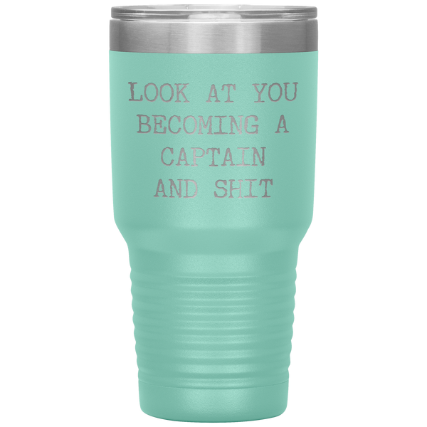 Promoted to Captain Gift Look at You Becoming a Captain Mug Tumbler Travel Coffee Cup 30oz BPA Free