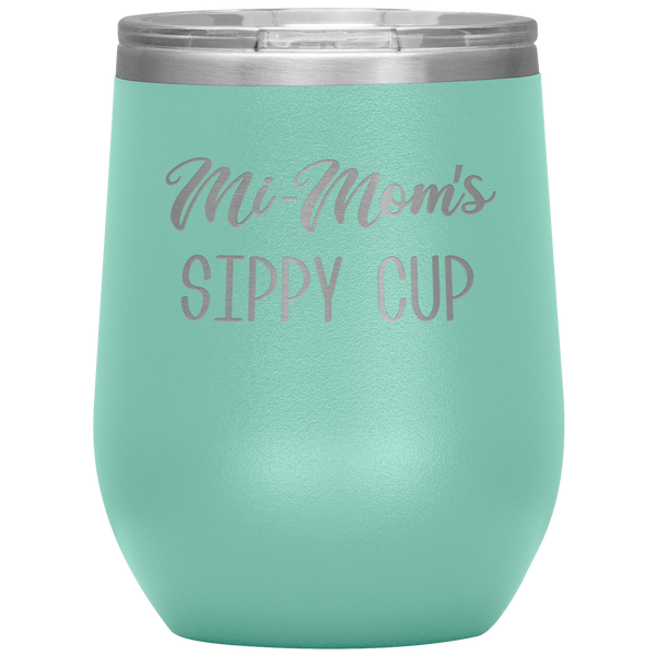 Mi-Mom's Sippy Cup Wine Tumbler Gifts Funny Stemless Insulated Wine Tumblers Hot Cold BPA Free 12oz Travel Cup