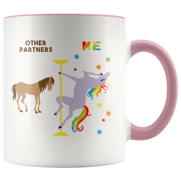 Funny Partner Gifts for Partners Pole Dancing Unicorn Mug Rainbow Coffee Cup Gay Pride LGBTQ 11oz