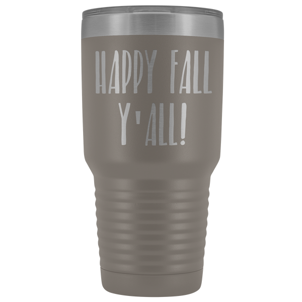 Happy Fall Y'all Tumbler Funny Pumpkin Spice Gifts for Friends Metal Mug Insulated Hot Cold Travel Coffee Cup 30oz BPA Free