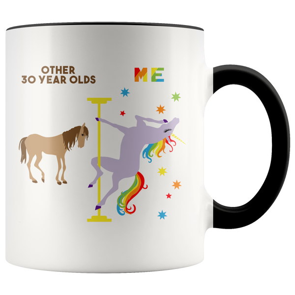 Pole Dancing Unicorn Mug 30th Birthday Gift For Women Turning 30 and Fabulous 30th Bday Dirty 30 Years Old