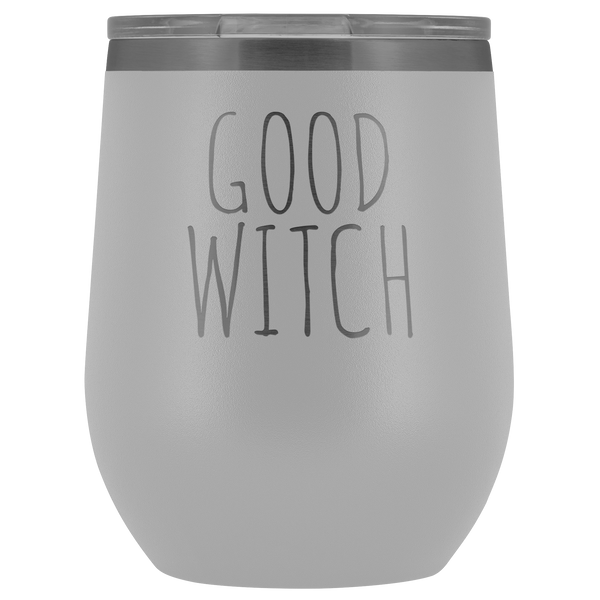 Good Witch Halloween Wine Tumbler Funny Fall Gifts for Friends and Witches Stemless Insulated Hot Cold BPA Free 12oz Travel Sippy Cup