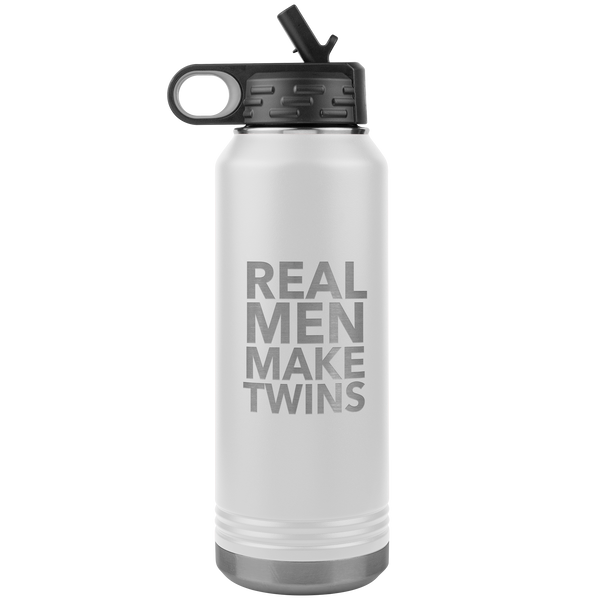 Dad of Twins Gift for Father's Day Real Men Make Twins Funny Water Bottle Insulated Tumbler 32oz BPA Free