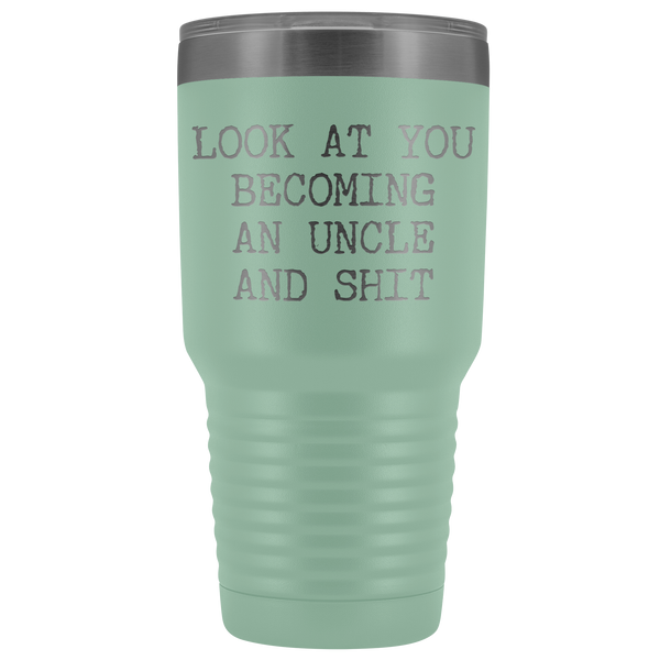 New Uncle Gift Look at You Becoming An Uncle Tumbler Metal Mug Insulated Hot Cold Travel Coffee Cup 30oz BPA Free