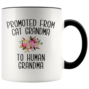Promoted From Cat Grandma To Human Grandma Mug Grandma Pregnancy Announcement Mother in Law Reveal Gift for Her
