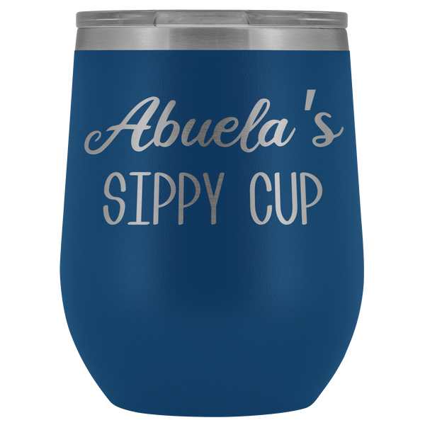 Abuela's Sippy Cup Abuela Wine Tumbler Gifts Funny Stemless Stainless Steel Insulated Wine Tumblers Hot Cold BPA Free 12oz Travel Cup