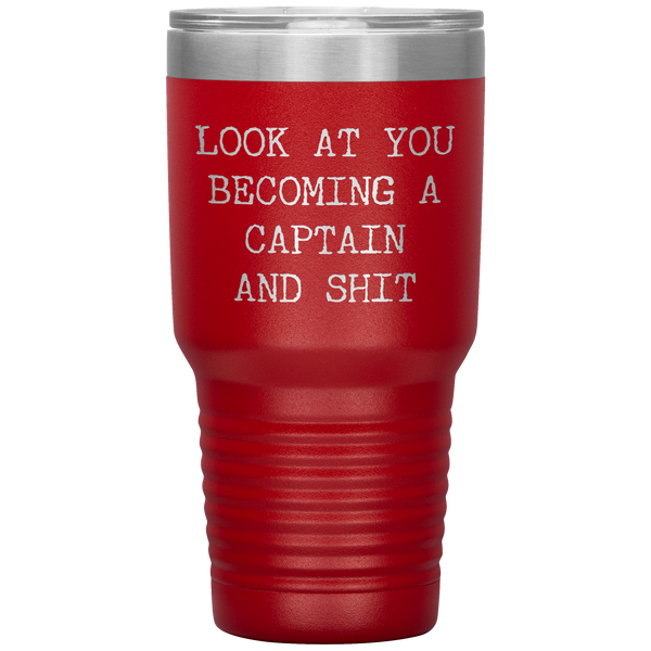 Promoted to Captain Gift Look at You Becoming a Captain Mug Tumbler Travel Coffee Cup 30oz BPA Free