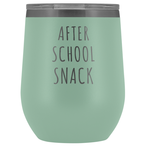 After School Snack Teacher Wine Tumbler Funny Gifts for Teachers Stemless Stainless Steel Insulated Wine Tumblers Hot/Cold BPA Free 12 oz Travel Cup