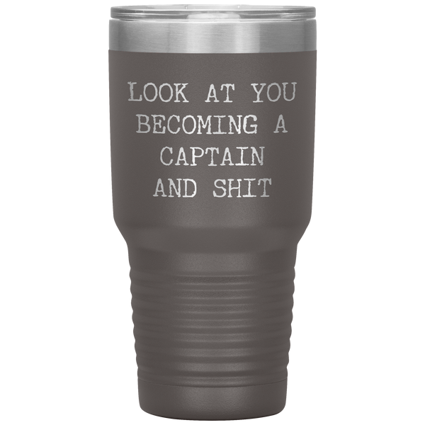 Promoted to Captain Gift Look at You Becoming a Captain Mug Tumbler Travel Coffee Cup 30oz BPA Free