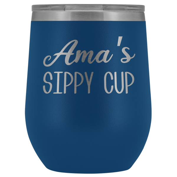 Ama's Sippy Cup Ama Wine Tumbler Gifts Funny Stemless Stainless Steel Insulated Wine Tumblers Hot Cold BPA Free 12oz Travel Cup
