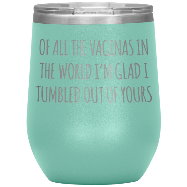 Funny Mother's Day Wine Tumbler Of All the Vaginas Stemless Insulated Wine Tumbler BPA Free 12oz