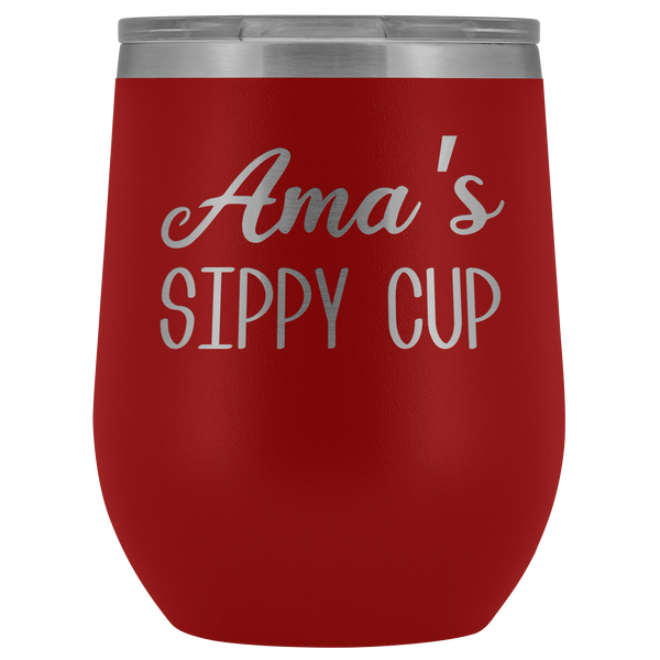 Ama's Sippy Cup Ama Wine Tumbler Gifts Funny Stemless Stainless Steel Insulated Wine Tumblers Hot Cold BPA Free 12oz Travel Cup