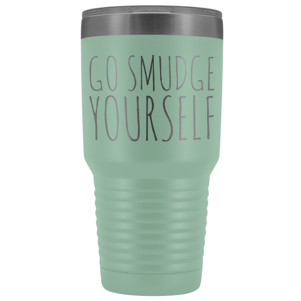 Go Smudge Yourself Tumbler Funny Rude Gifts for Friends Metal Mug Insulated Hot Cold Travel Coffee Cup 30oz BPA Free