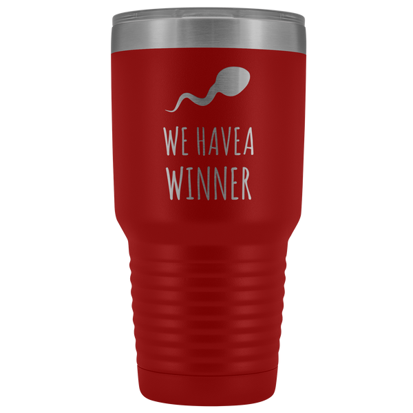 Funny Pregnancy Announcement Reveal Gift to Husband Baby Announcement We Have a Winner Tumbler Metal Mug Insulated Hot Cold Travel Coffee Cup 30oz BPA Free