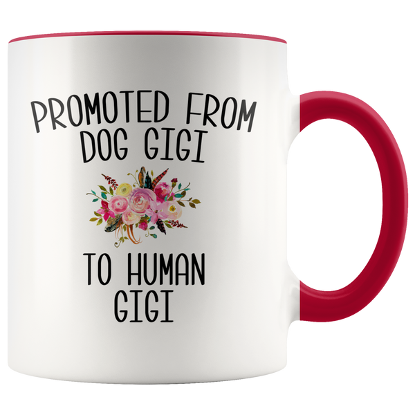 Promoted From Dog Gigi To Human Gigi Mug New GiGis Pregnancy Announcement Mother in Law Reveal Gift for Her Baby Shower Gifts