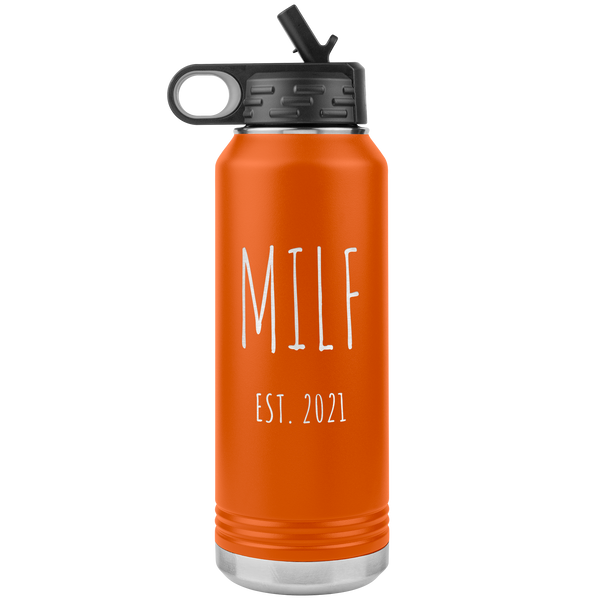 MILF Mug Push Present For New Mom Gifts Funny Mother Est 2021 Water Bottle Baby Shower Future Mom Pregnant Congratulations 32oz BPA Free