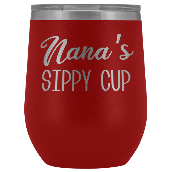 Nana's Sippy Cup Nana Wine Tumbler Gifts for Nanas Funny Stemless Stainless Steel Insulated Tumblers Hot Cold BPA Free 12oz Travel Cup